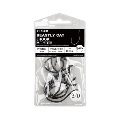 OBSESSION 10pcs High Carbon Steel Barbed Catfish Hooks 2/0-8/0
