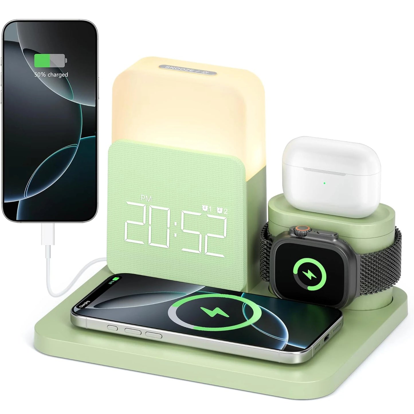 7-in-1 MagSafe Alarm Clock Charger-Wireless Station