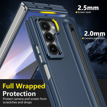 Samsung Galaxy Z Fold Metal Lens Stand Case with S Pen Holder & Tempered Glass Screen Protector