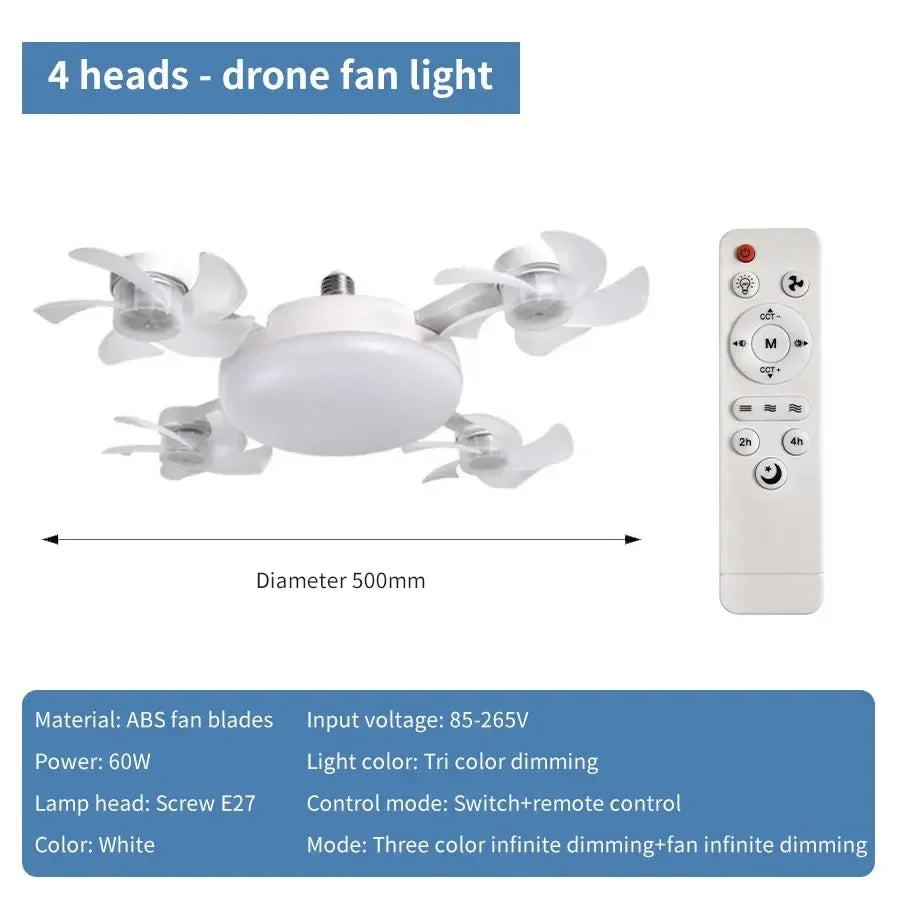 Modern Drone Design 2-in-1 Ceiling Fan Light with Remote