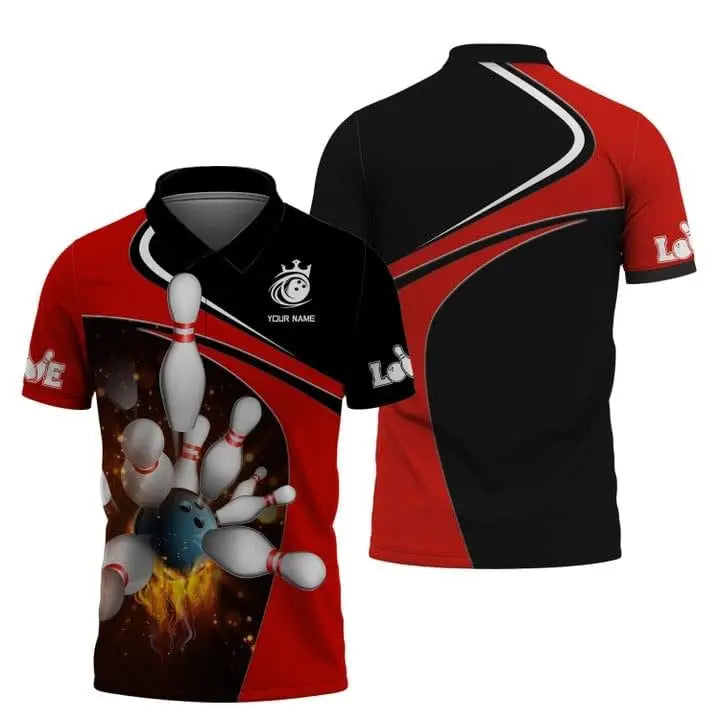 Custom Name Bowling Graphic Polo Shirt