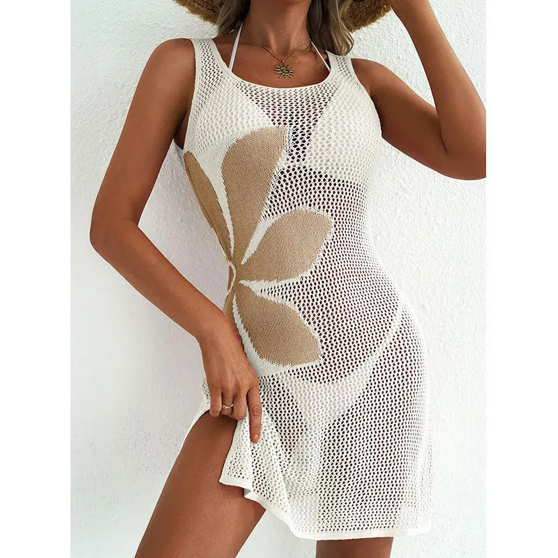 Knit O-Neck Sleeveless Bikini Cover-Ups