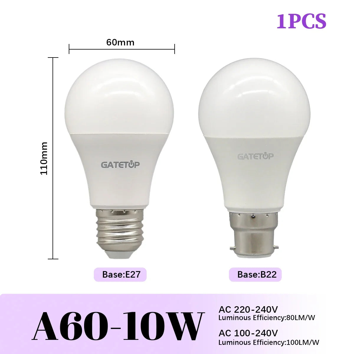 High-Efficiency Energy Saving LED Light Bulbs (E27 / B22 Base)