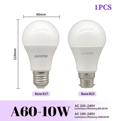 High-Efficiency Energy Saving LED Light Bulbs (E27 / B22 Base)