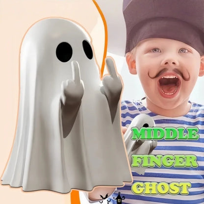 Ghost Resin Statue with Middle Finger Halloween Decor