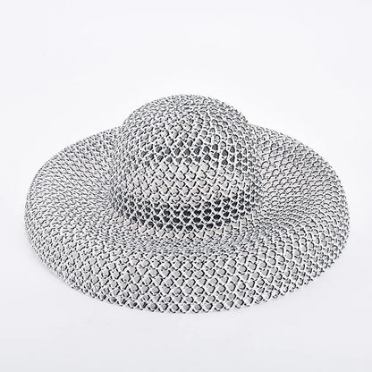 Woolen Rhinestone Solid Color Basin Hat