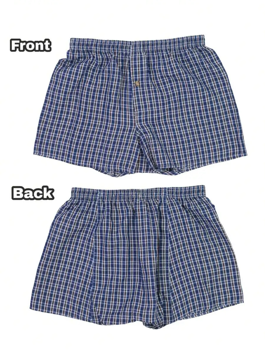 Men's Classic Plaid Woven Cotton Boxer Shorts (6 pack)