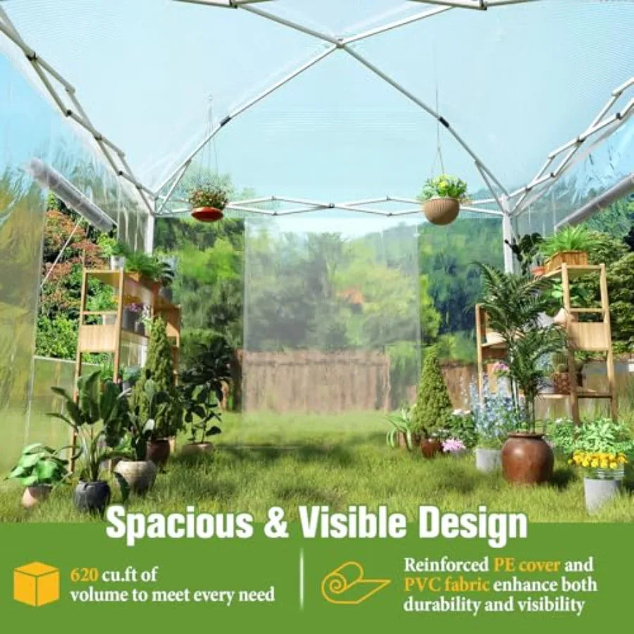 10x10x8.5 FT Heavy-Duty Walk-In Polycarbonate Outdoor Greenhouse
