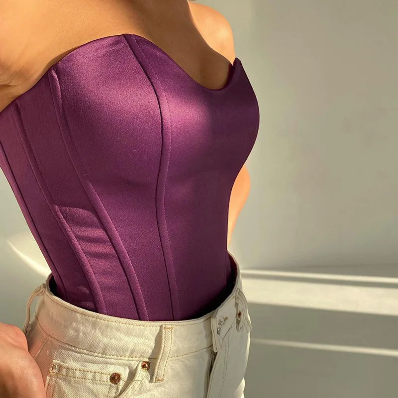 Women’s Strapless Satin Corset Tube Top