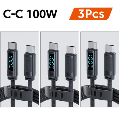 Toocki 100W USB-C to USB-C Fast Charging Cable with LED Digital Display