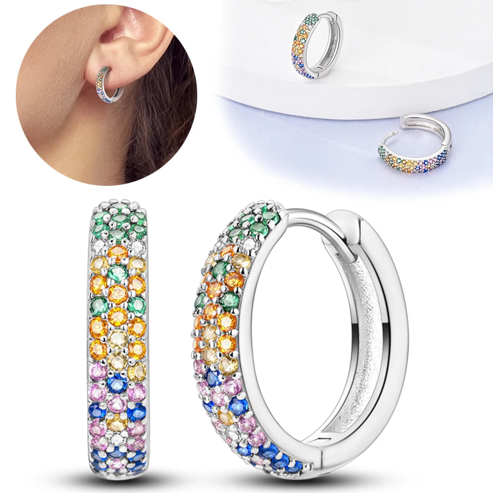 925 Sterling Silver Dancing Bee Hoop Earrings – Cute Enamel Zircon Jewelry