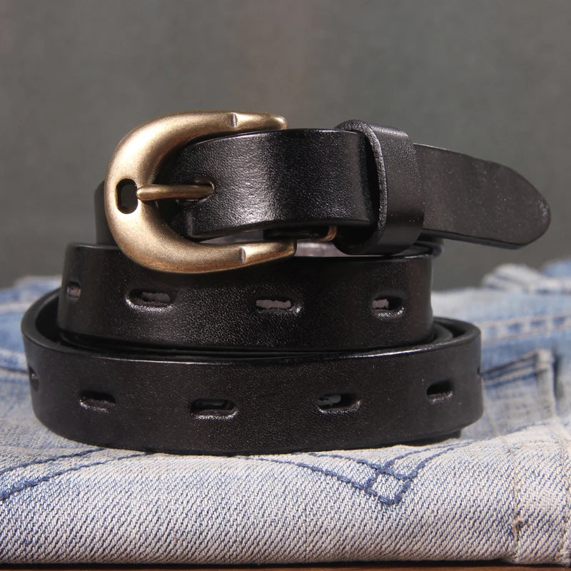 Retro Genuine Leather Western Buckle Belt for Women