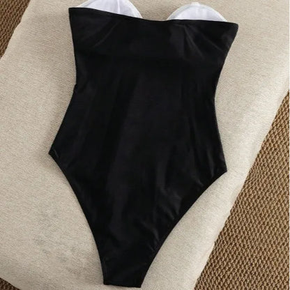 Women's Color-Block One-Piece Cutout Swimsuit