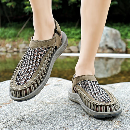 Men’s Hand-Woven Gladiator Sandals – Non-Slip Casual Outdoor Waders & Beach Platform Sandals