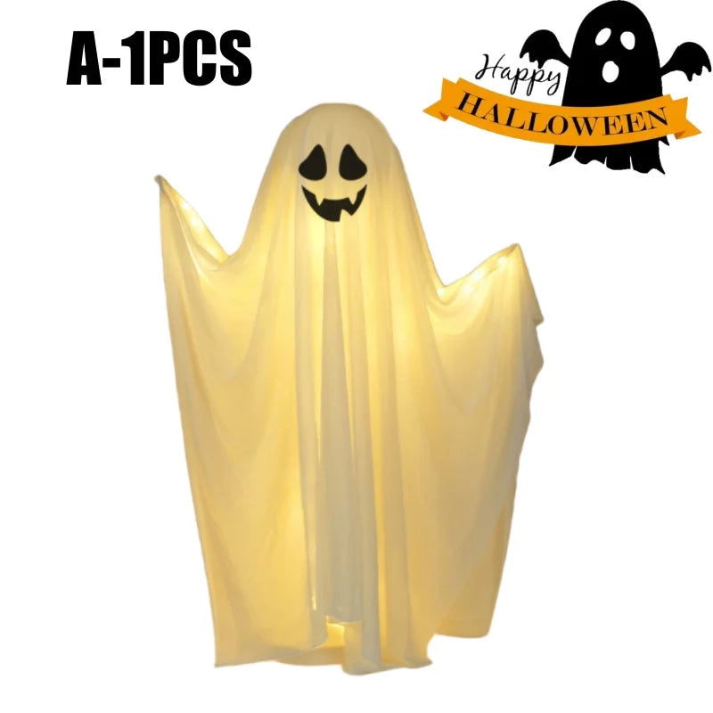 Life-Size Scary Standing Ghost Decor - Glow-in-the-Dark Halloween Outdoor Prop