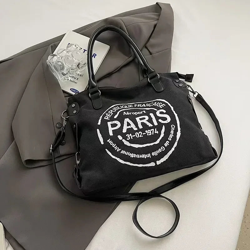 Large Retro Canvas Tote Bag