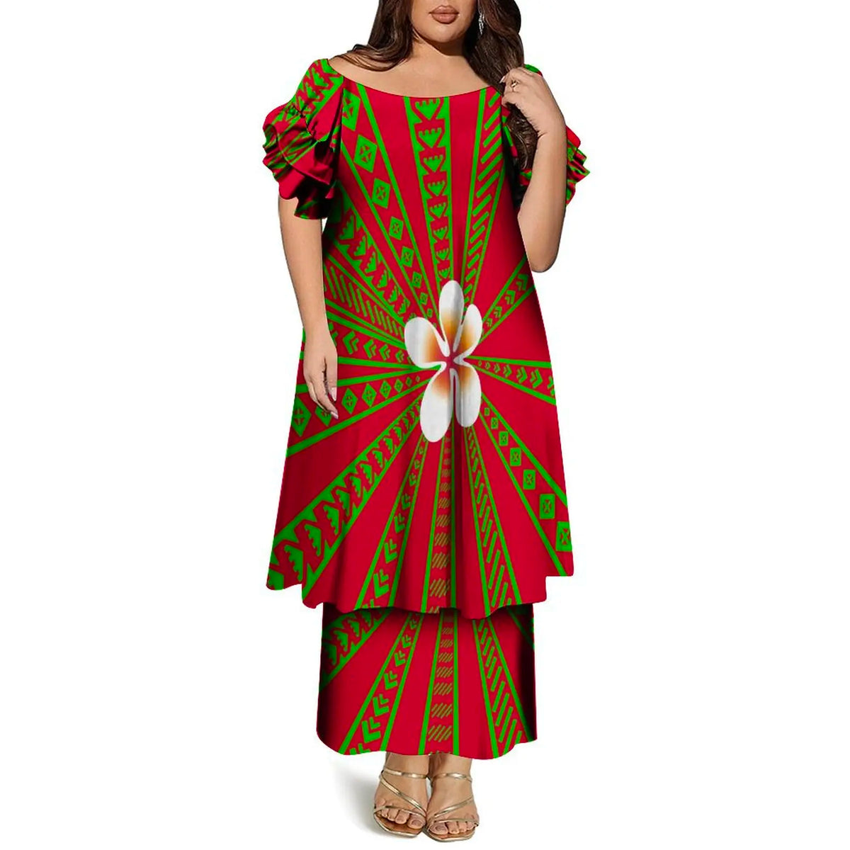 Women’s Plus Size Bohemian Floral Print Maxi Dress – Casual O-Neck Ankle-Length Dress
