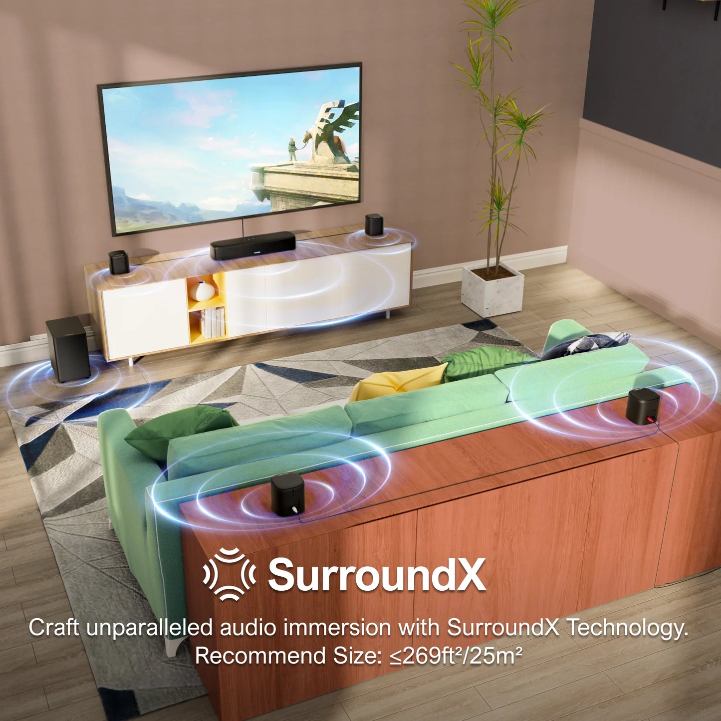 ULTIMEA 7.1ch Virtual Surround Soundbar with Subwoofer & 4 Speakers
