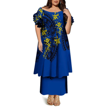 Women’s Plus Size Bohemian Floral Print Maxi Dress – Casual O-Neck Ankle-Length Dress