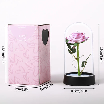 Artificial Eternal Rose LED Light in Glass Cover