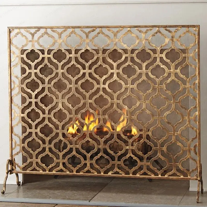 Vintage European Wrought Iron Fireplace Screen & Room Divider