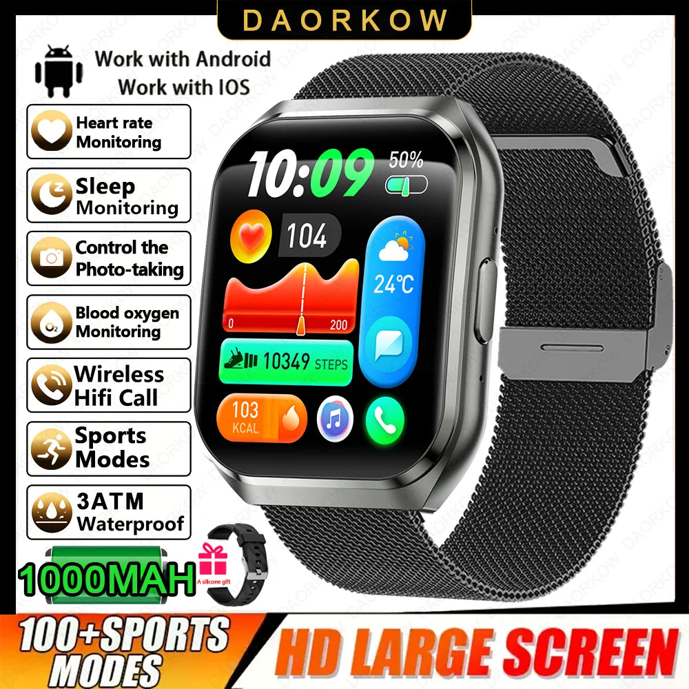 Men's Outdoor Rugged Smartwatch with 1000mAh Battery (IP68 Waterproof)