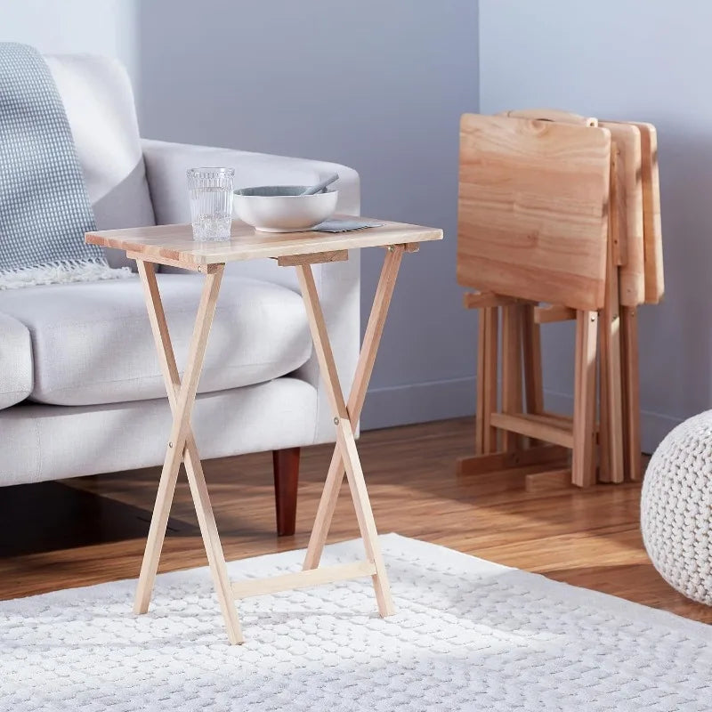 Solid Rubberwood Folding TV Tray