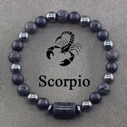 12 Zodiac Sign Constellation Beaded Charm Bracelet