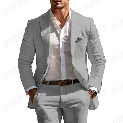 Men’s Formal Slim-Fit Suit Set – Premium Single-Breasted Wedding & Business Tuxedo