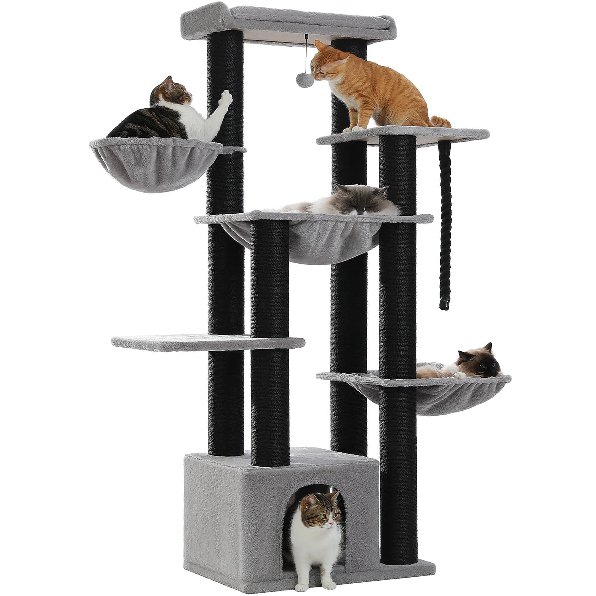 PAWZ Road 67" Multi-Level Heavy-Duty Cat Tree Tower for Large Cats