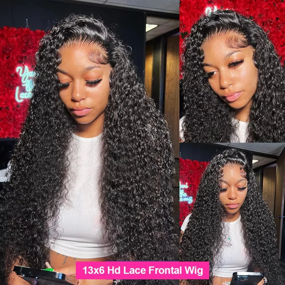 13x6 Glueless 250 Density Brazilian Deep Wave Curly Human Hair Wig