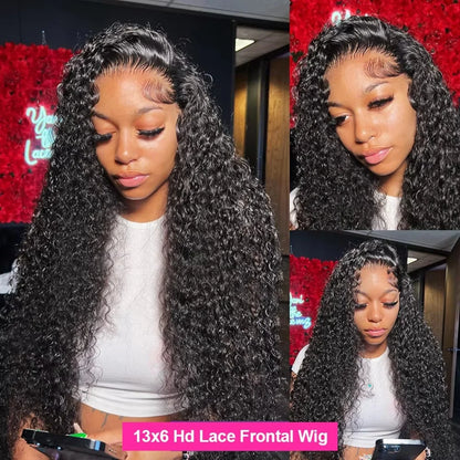 13x6 Glueless 250 Density Brazilian Deep Wave Curly Human Hair Wig