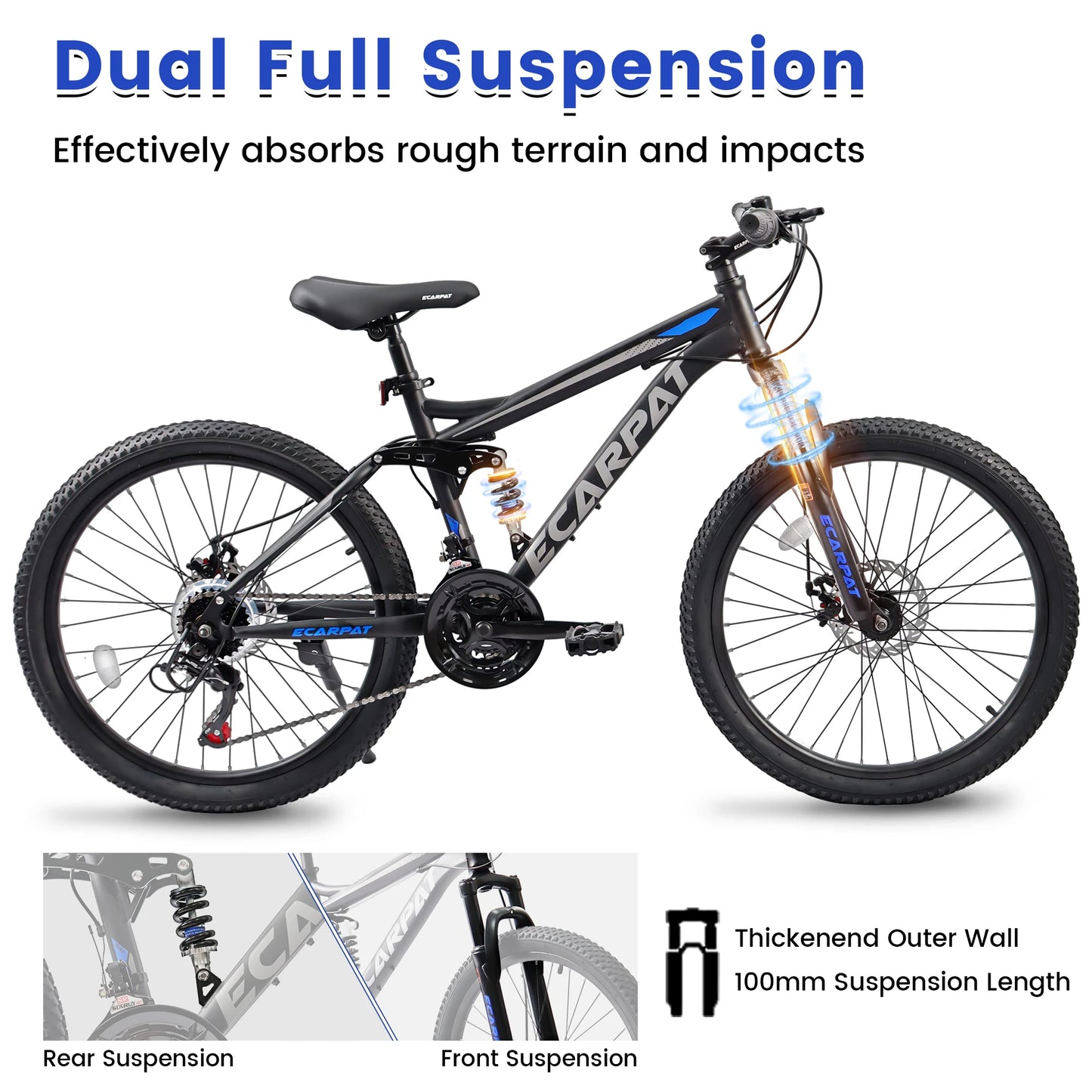 Ecarpat Dual Full Suspension 21-Speed Mountain Bike