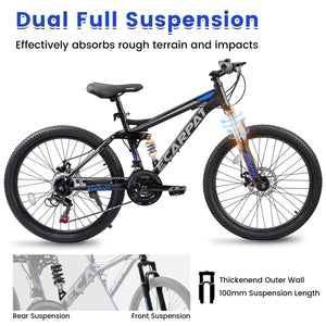 Ecarpat Dual Full Suspension 21-Speed Mountain Bike