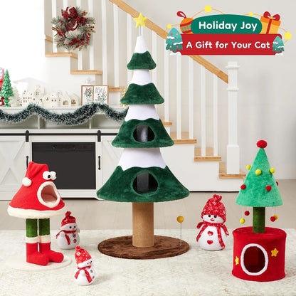 62" Christmas Cat Tree Tower – Festive Indoor Climbing Gym & Condo for Cats