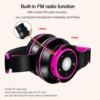 Foldable Wireless Bluetooth 5.3 Over-Ear Headphones with Built-in MP3 Player