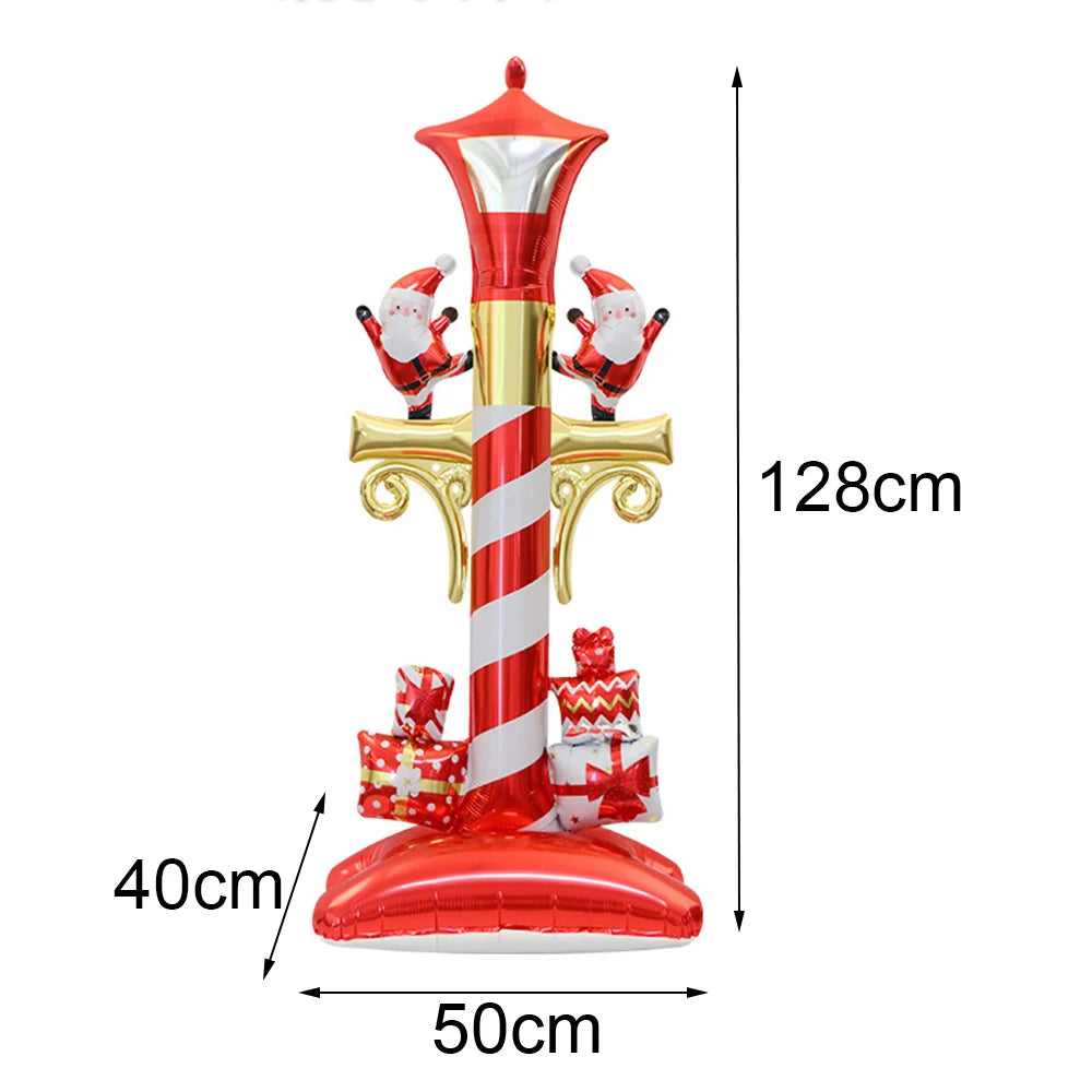 Large Standing 4D Foil Christmas Balloon - Inflatable Holiday Decor with Base