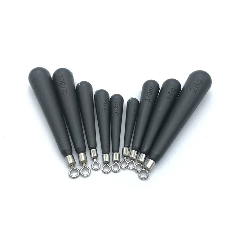 Matte Black Skinny Tungsten Drop Shot Weights Set for Bass Fishing