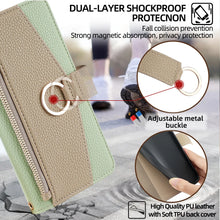 Crossbody Leather Zipper Wallet Case for iPhone Flip Mirror Cover Long Lanyard