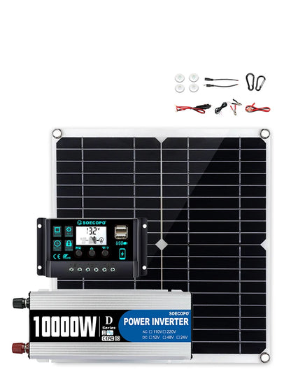 10000W Complete Solar Power Kit with 300W Panel, 100A Controller, and Inverter