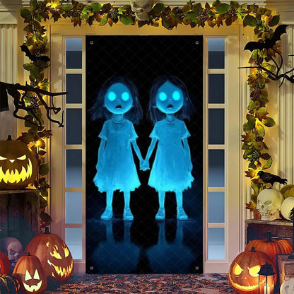 Spooky Ghostly Clown Door Curtain Backdrop