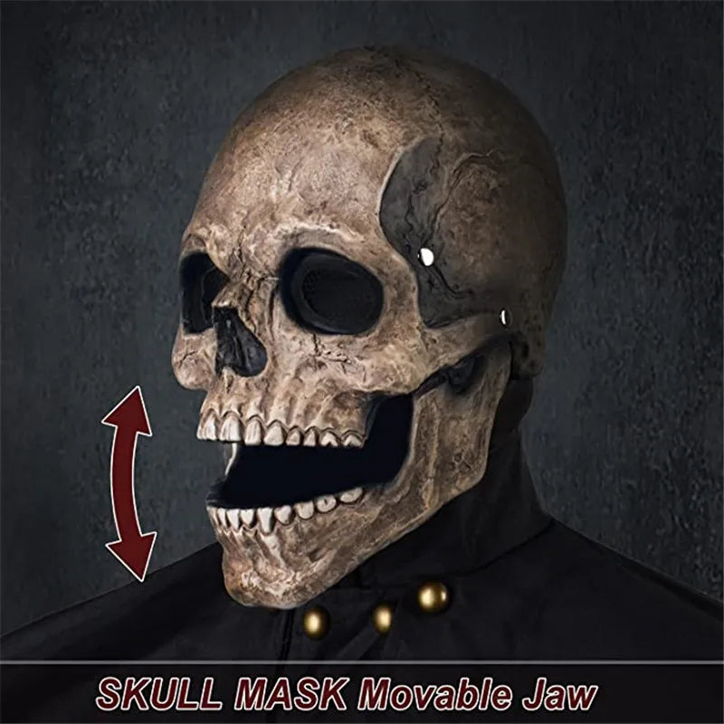 Full Head Skeleton Mask with Movable Jaw