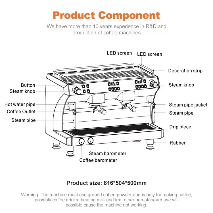 CAFOVO Gemilai CRM3120C 2 Group Semi Automatic Commercial Espresso Coffee Machine 3 Boilers Rotary Pump