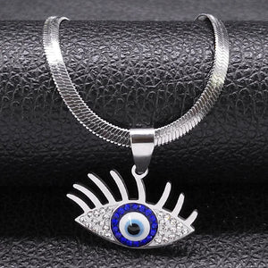 Vintage Crystal Evil Demon Eye Choker Necklace