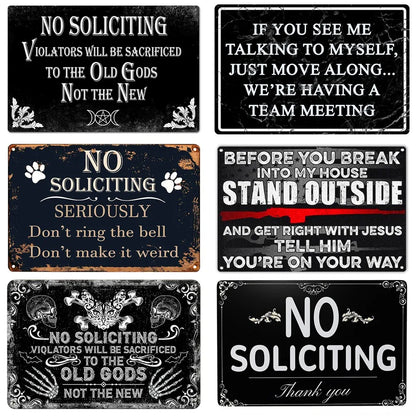Funny No Soliciting Vintage Metal Tin Sign