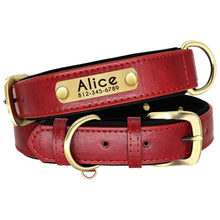Leather Dog Collar Leash Set Soft Padded