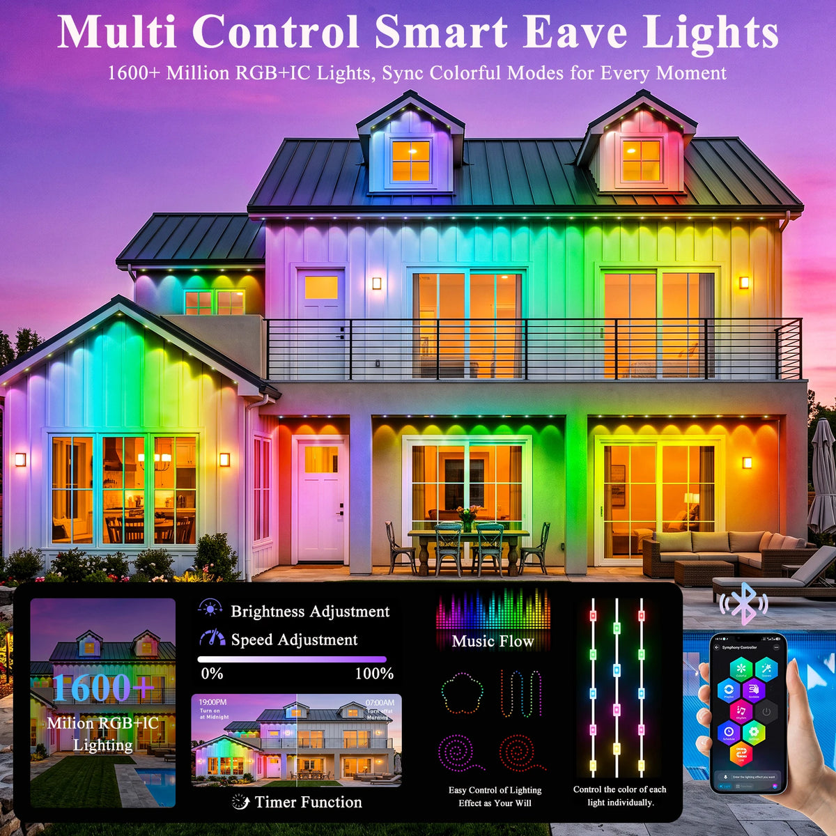 AILBTON 400FT Permanent Outdoor RGBIC Smart Eave Lights