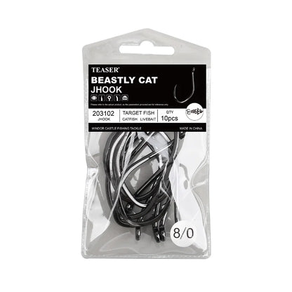 OBSESSION 10pcs High Carbon Steel Barbed Catfish Hooks 2/0-8/0