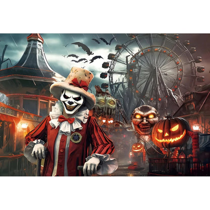 Haunted Carnival Halloween Backdrop - Spooky Circus Photography Prop