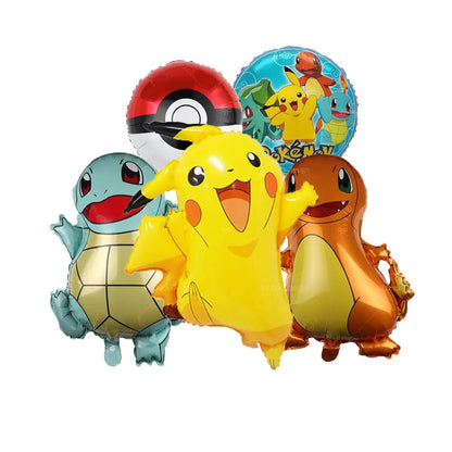 Pokemon Pikachu Theme Aluminum Foil Balloons Set, Anime Birthday Party Decoration Props